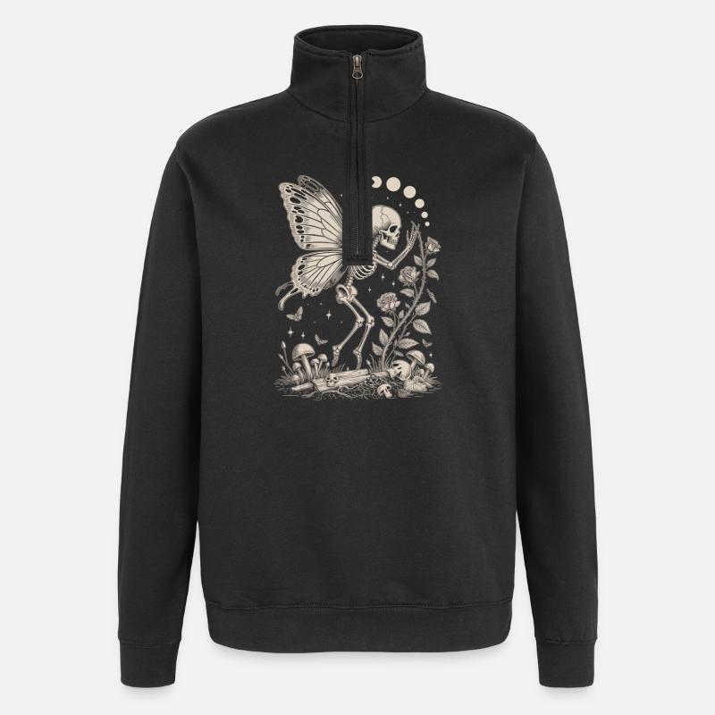 Gothic Skelett Fee mit Mondphasen - Quarter-Zip-Sweatshirt - Schwarz