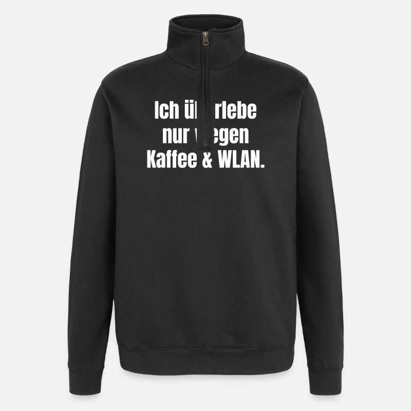 Humorous Coffee Wi-Fi Message - Quarter-Zip Sweatshirt - black