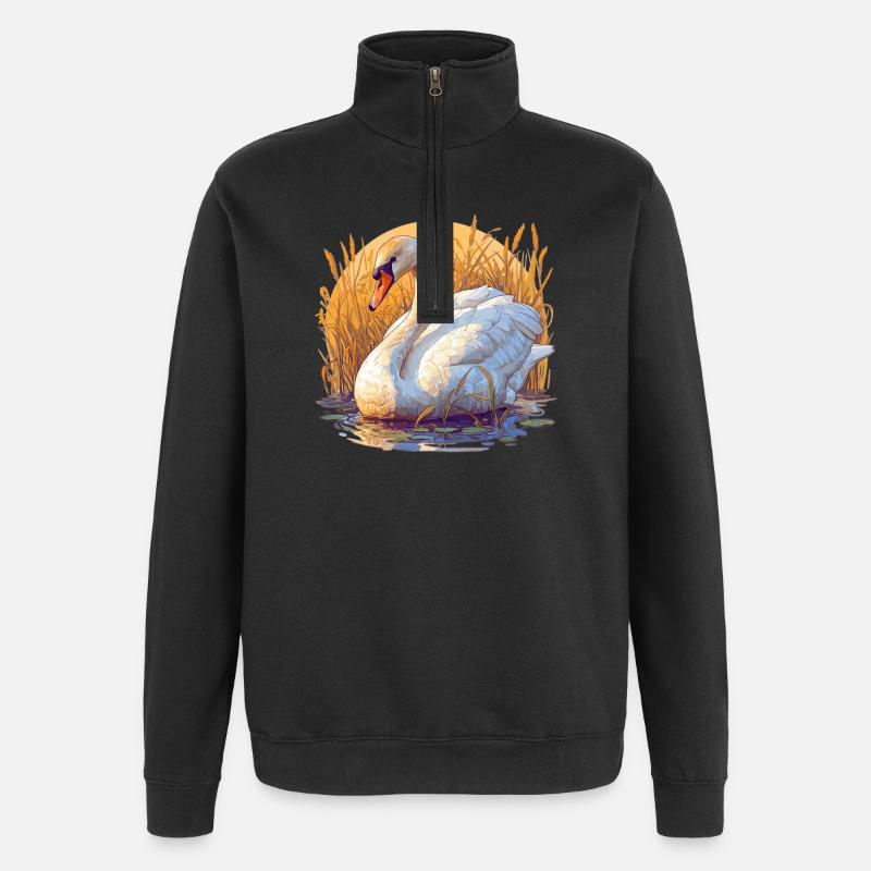 Schwäne Schwan - Quarter-Zip-Sweatshirt - Schwarz