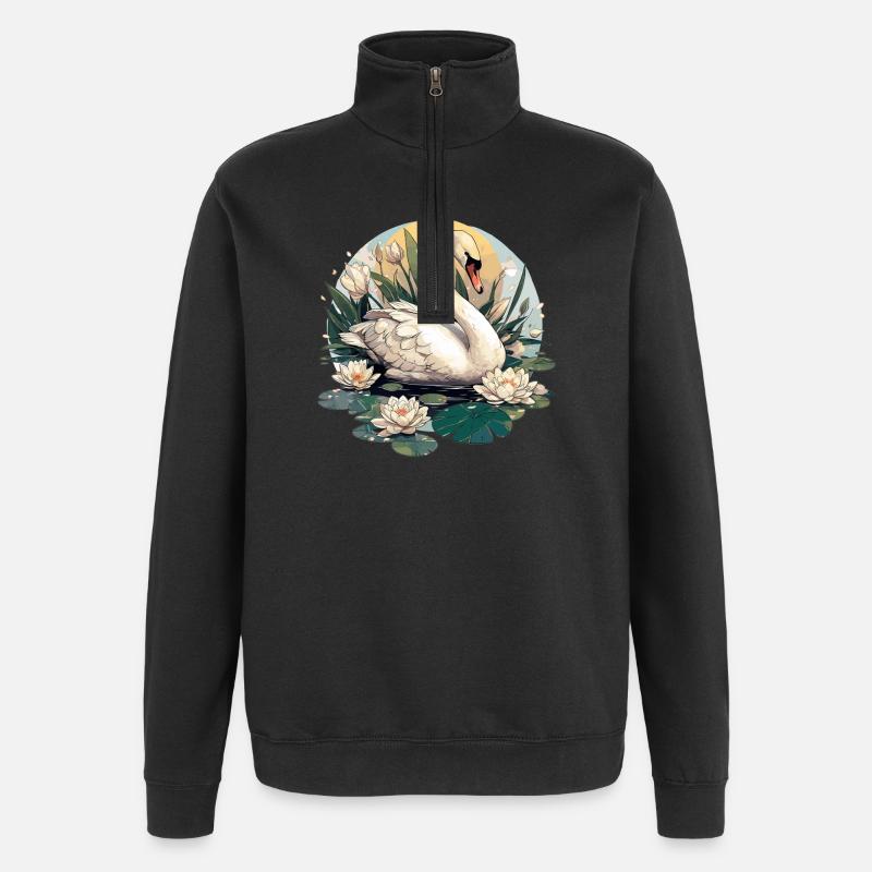 Schwäne Schwan - Quarter-Zip-Sweatshirt - Schwarz