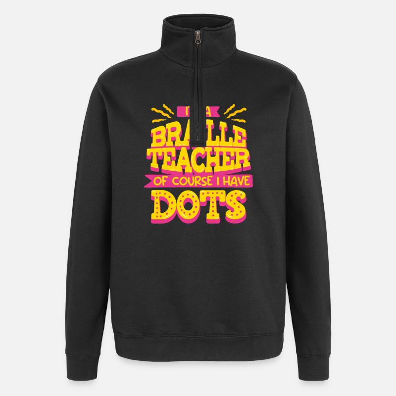 Professeur de Braille Braille Dotum - Sweat à zip 1/4 - noir