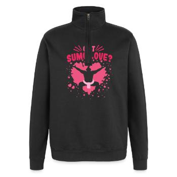 Lutteur de sumo Lutte japonaise Nagoya - Sweat à zip 1/4 - noir - Devant - AI Model Female 172 light (172cm) & AI Model Male 178 dark (178cm)