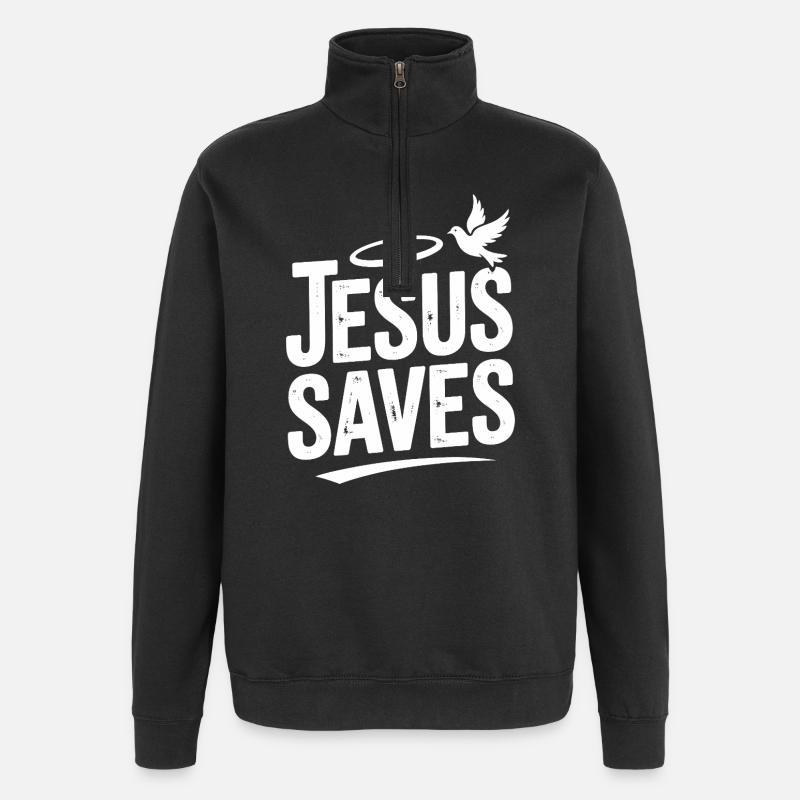 Jesus rettet - Quarter-Zip-Sweatshirt - Schwarz