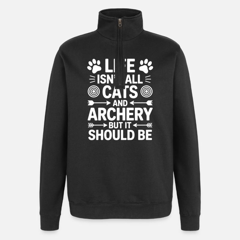 Archery Saying Cats Archery Gift - Quarter-Zip Sweatshirt - black