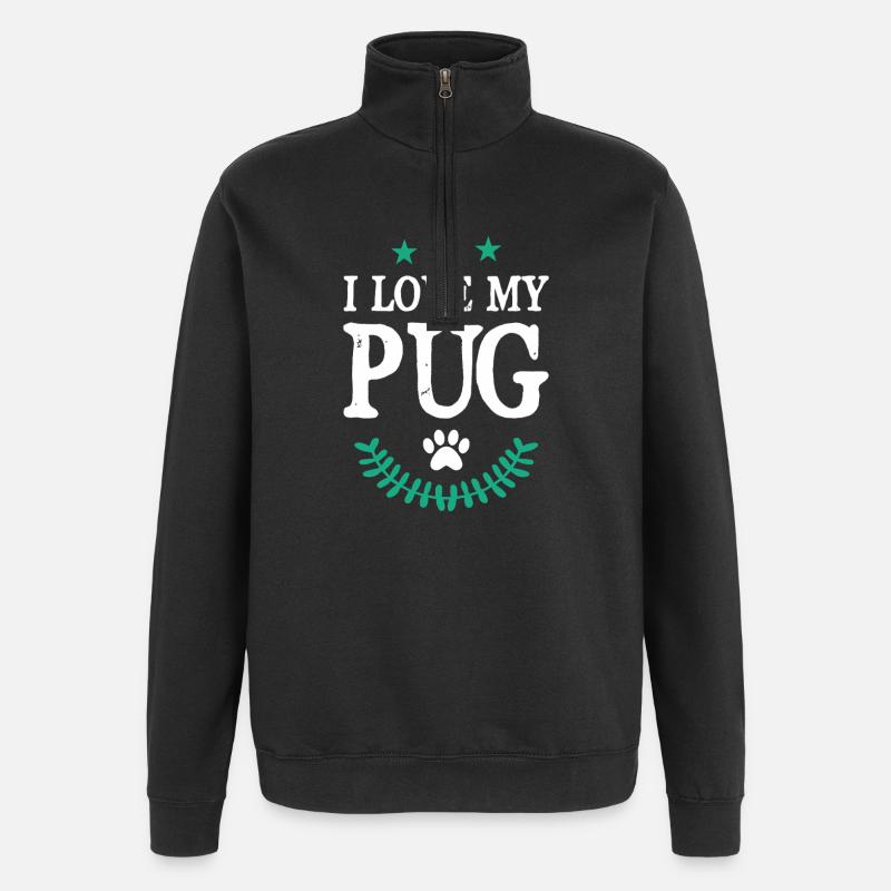 Pug Mops - Quarter-Zip Sweatshirt - black