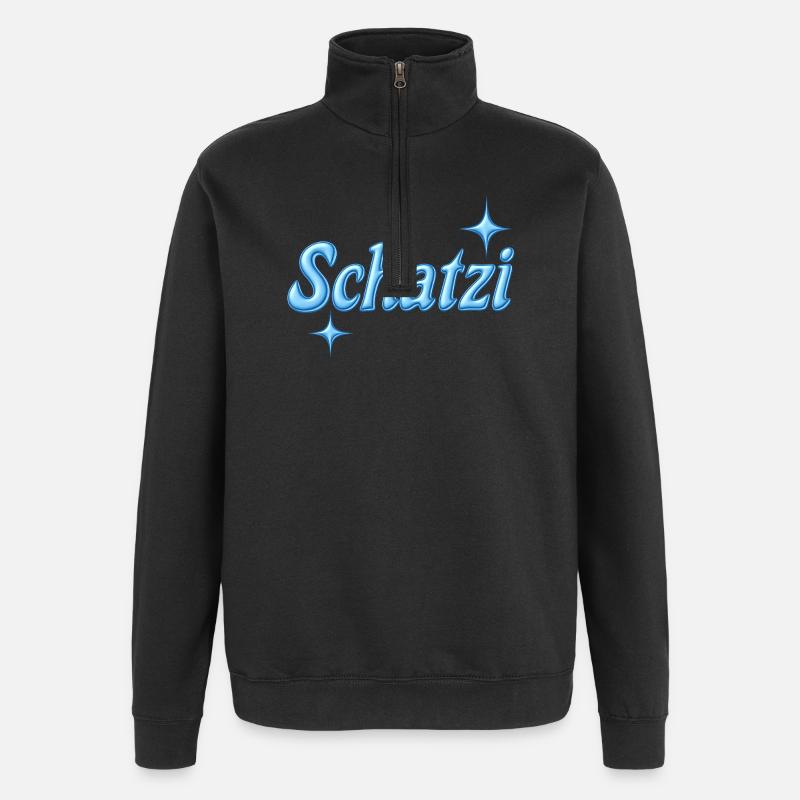 schatzi / Y2K-Design / blau - Quarter-Zip-Sweatshirt - Schwarz