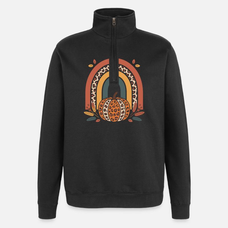 Kürbis Regenbogen herbst - Quarter-Zip-Sweatshirt - Schwarz