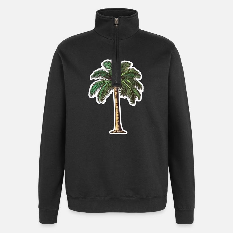 Palm tree - Quarter-Zip Sweatshirt - black