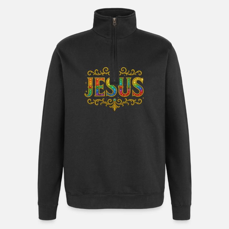 JESUS Paillettes Or Paillettes - Sweat à zip 1/4 - noir