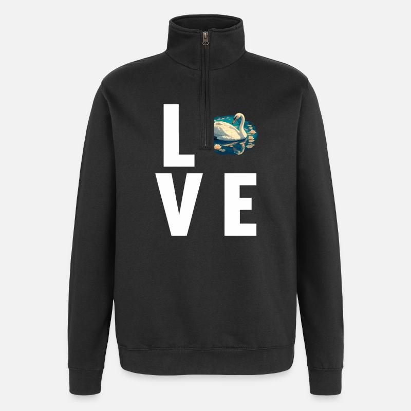 Schwäne Schwan - Quarter-Zip-Sweatshirt - Schwarz