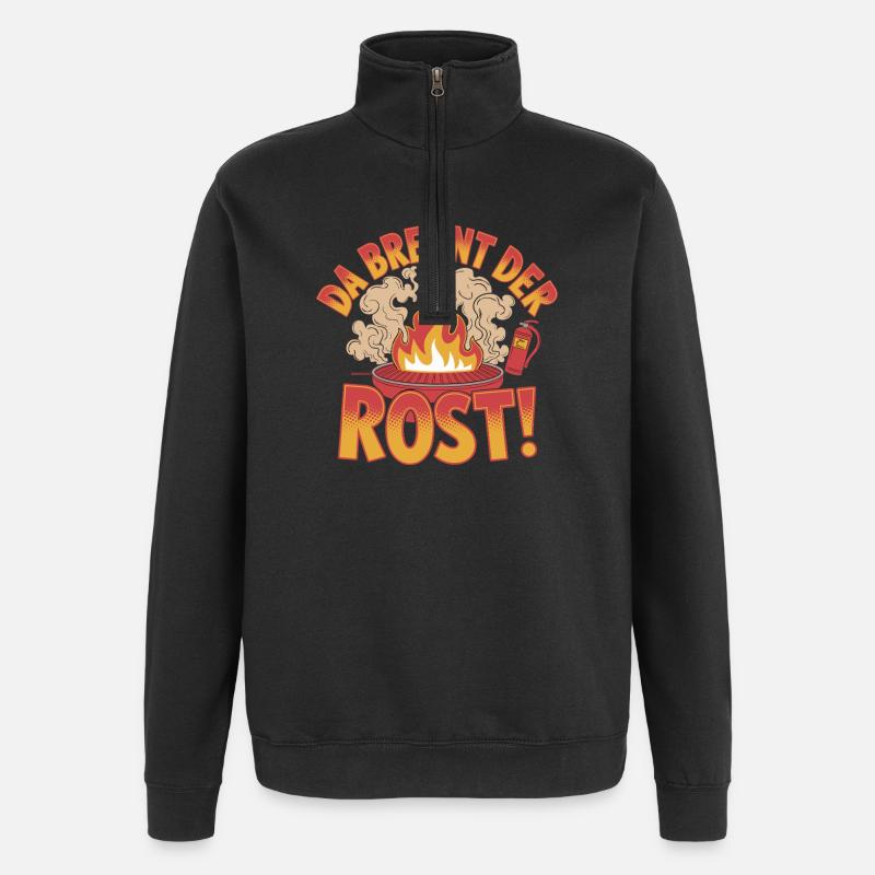 Da Brennt Der Rost Grillspaß Feuerdesign - Quarter-Zip-Sweatshirt - Schwarz