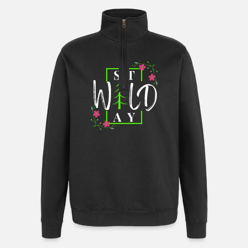 Restez sauvage - Forêt hivernale rustique - Sweat à zip 1/4 - noir