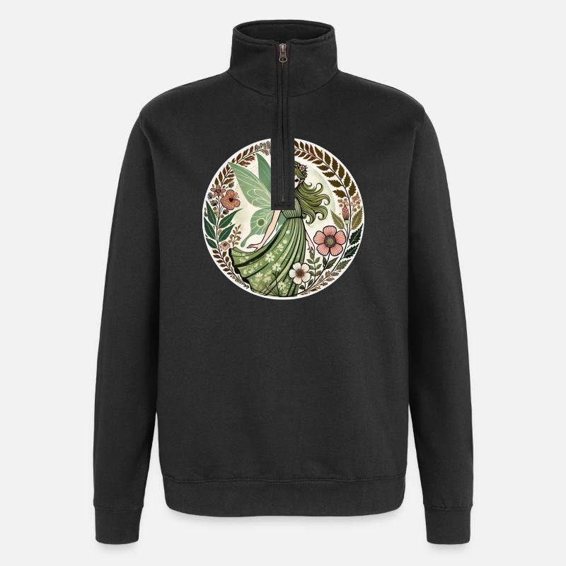 Enchanted Forest Fairy Design - Quarter-Zip Sweatshirt - black
