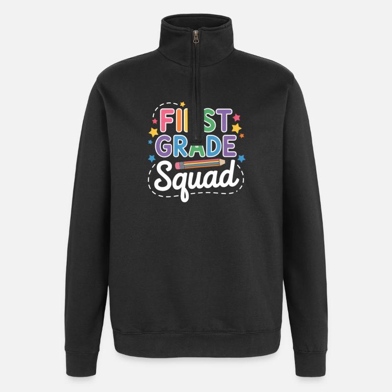 First Grade Squad Back To School - Quarter-Zip-Sweatshirt - Schwarz