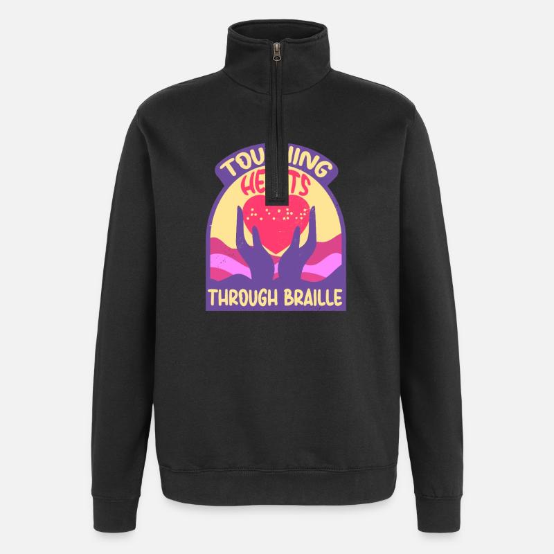 Professeur de Braille Braille Dotum - Sweat à zip 1/4 - noir