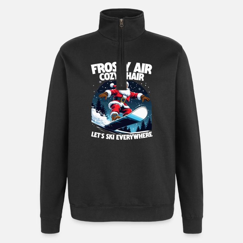 Ski Skifahrer Wintersport - Quarter-Zip-Sweatshirt - Schwarz
