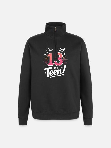 13th birthday teenager gift - Quarter-Zip Sweatshirt - black