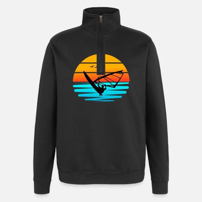 Windsurf au Coucher de Soleil - Sweat à zip 1/4 - noir