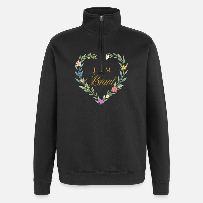 Team  Braut! Herz - Quarter-Zip-Sweatshirt - Schwarz