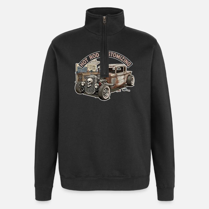 Rustic Hot Rod Customization Design - Quarter-Zip Sweatshirt - black