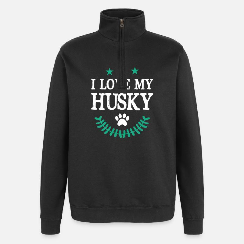 I Love my Husky - Quarter-Zip Sweatshirt - black