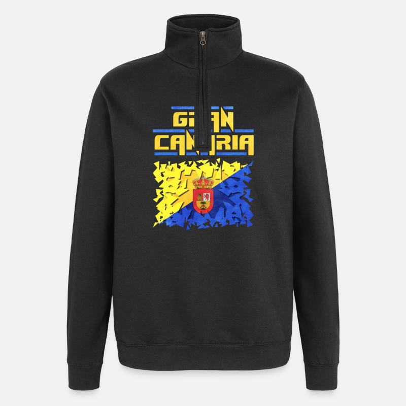 Gran Canaria Flag Puzzle Design - Quarter-Zip Sweatshirt - black