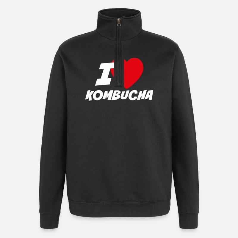 Ich liebe Kombucha - Quarter-Zip-Sweatshirt - Schwarz