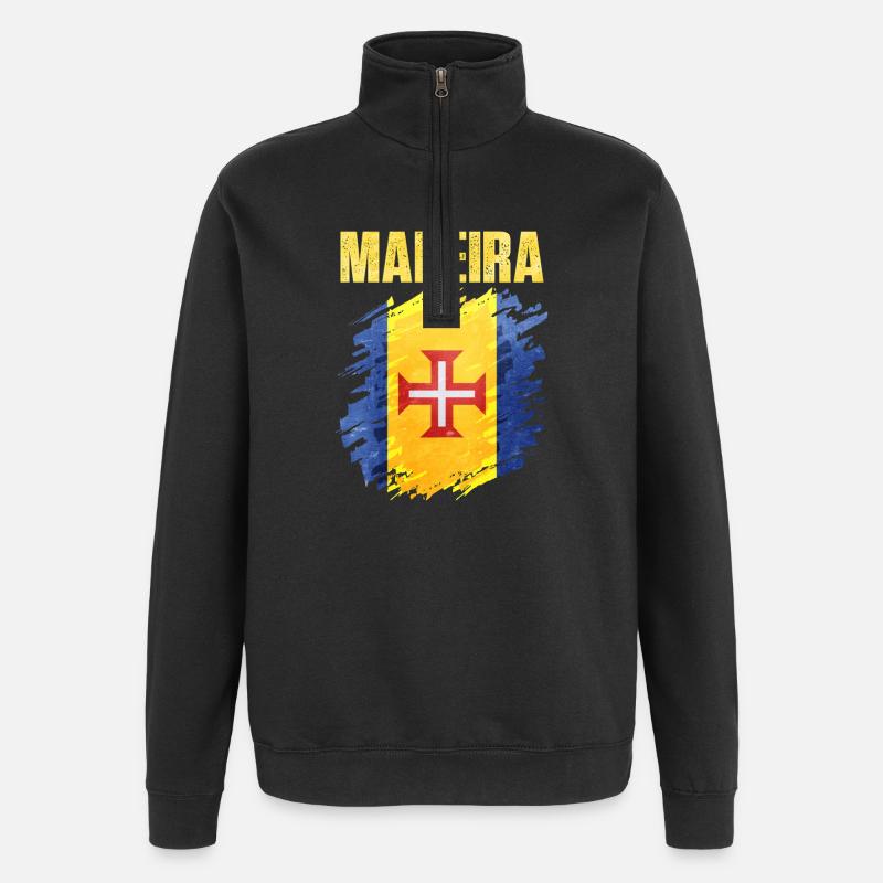Madeira Flag Inspired Artistic Design - Quarter-Zip Sweatshirt - black
