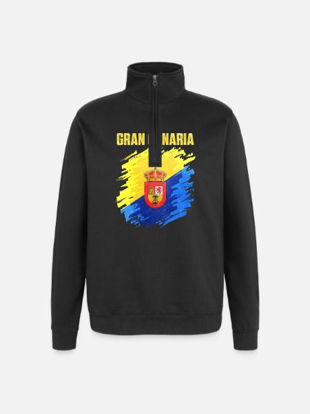 Powerful Gran Canaria club crest - Quarter-Zip Sweatshirt - black