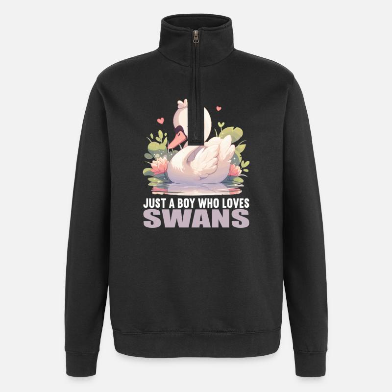Schwäne Schwan - Quarter-Zip-Sweatshirt - Schwarz