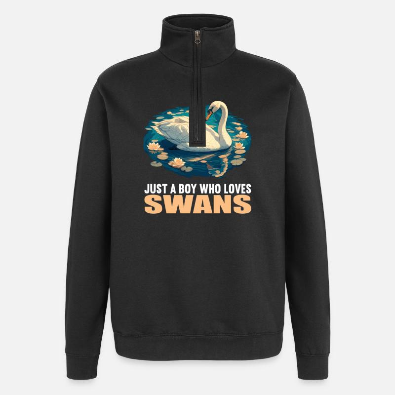 Schwäne Schwan - Quarter-Zip-Sweatshirt - Schwarz