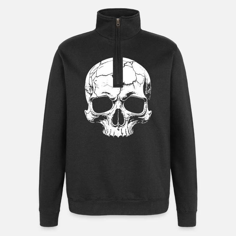 Crâne abstrait avec des fissures - Sweat à zip 1/4 - noir