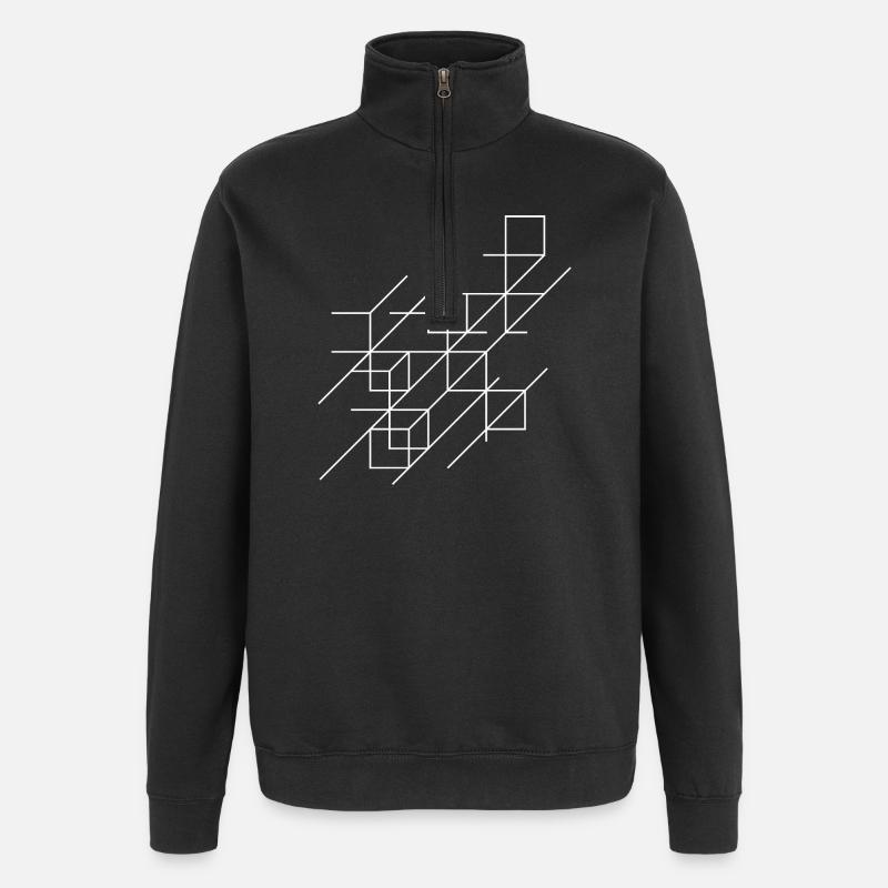 Impression d'illusion d'optique géométrique - Sweat à zip 1/4 - noir