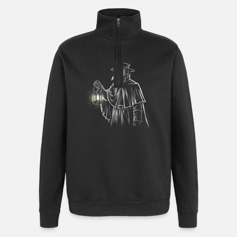 Charlatan mystique avec lanterne - Sweat à zip 1/4 - noir