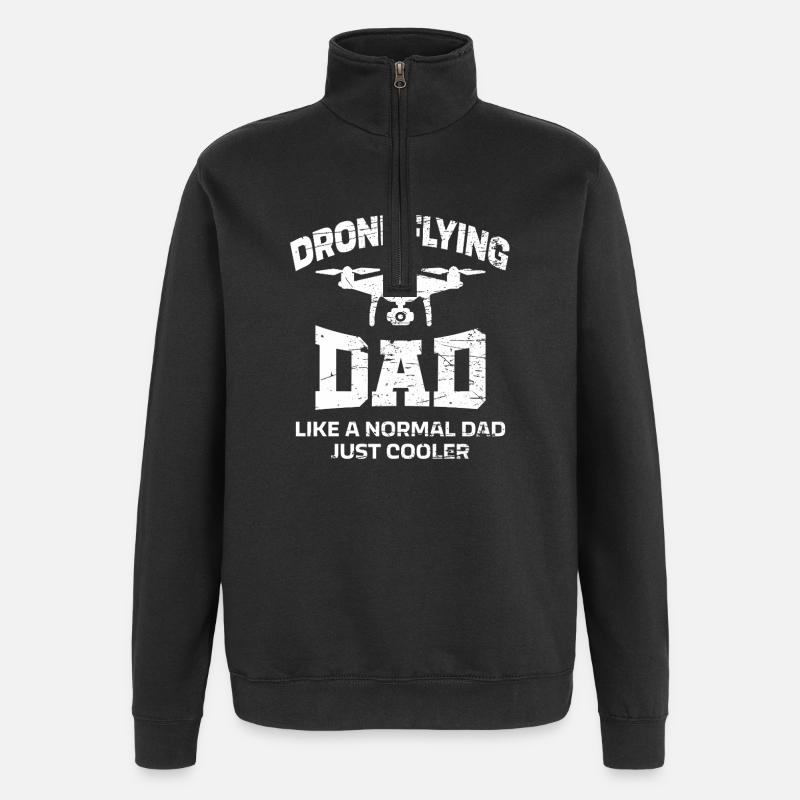 Drone Flying Father Saying - Quarter-Zip Sweatshirt - black