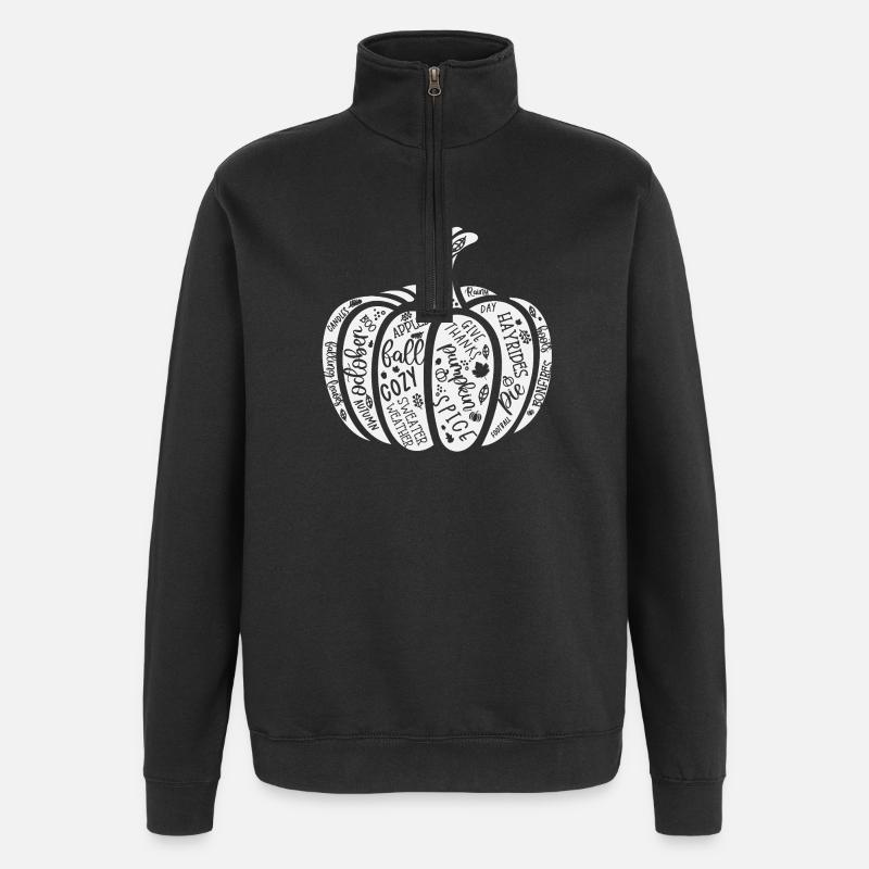 Citrouille Automne Citation Motif - Sweat à zip 1/4 - noir
