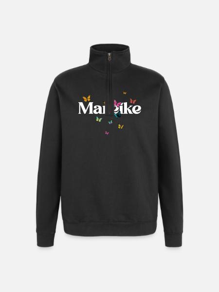 Schöner Mädchenname MAREIKE mit Schmetterlingen  - Quarter-Zip-Sweatshirt - Schwarz
