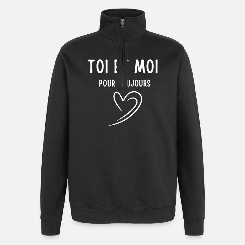 You and me forever - Quarter-Zip Sweatshirt - black