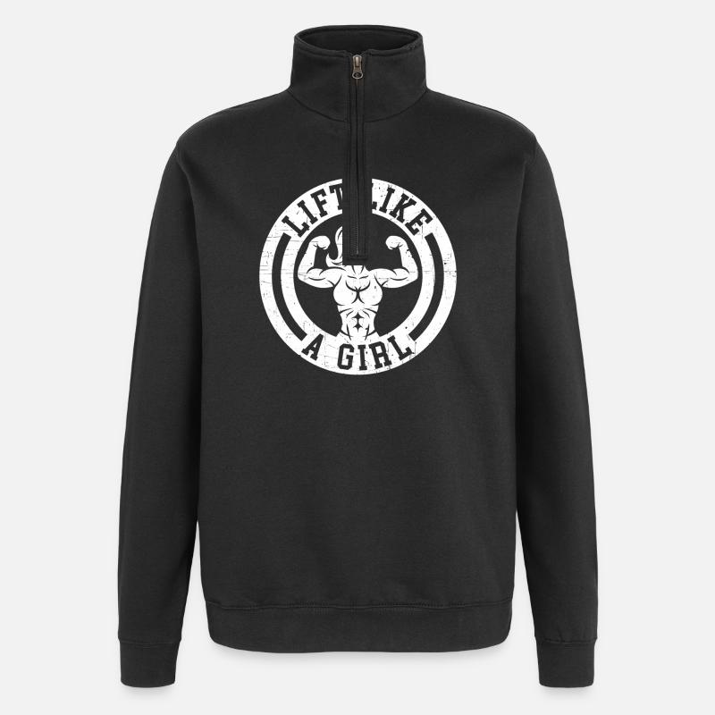 Heben Sie wie ein Mädchen - Quarter-Zip-Sweatshirt - Schwarz