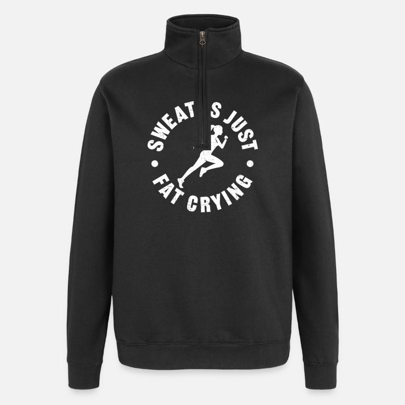 Sweat_is_just_fat_crying_V2 - Sweat à zip 1/4 - noir