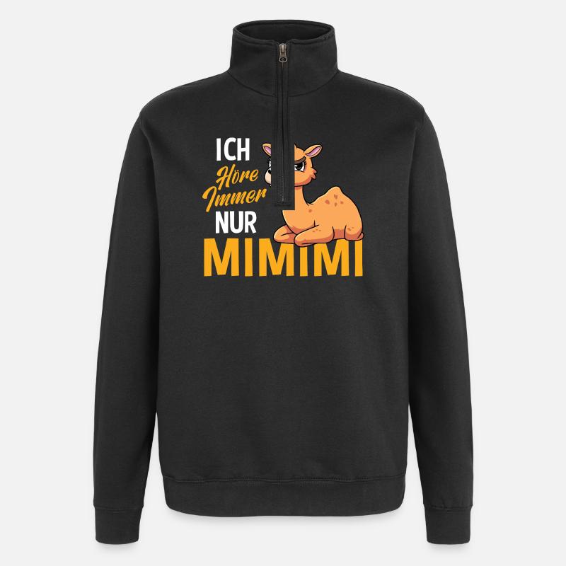 I Always Hear Only Mimimi Camel - Quarter-Zip Sweatshirt - black