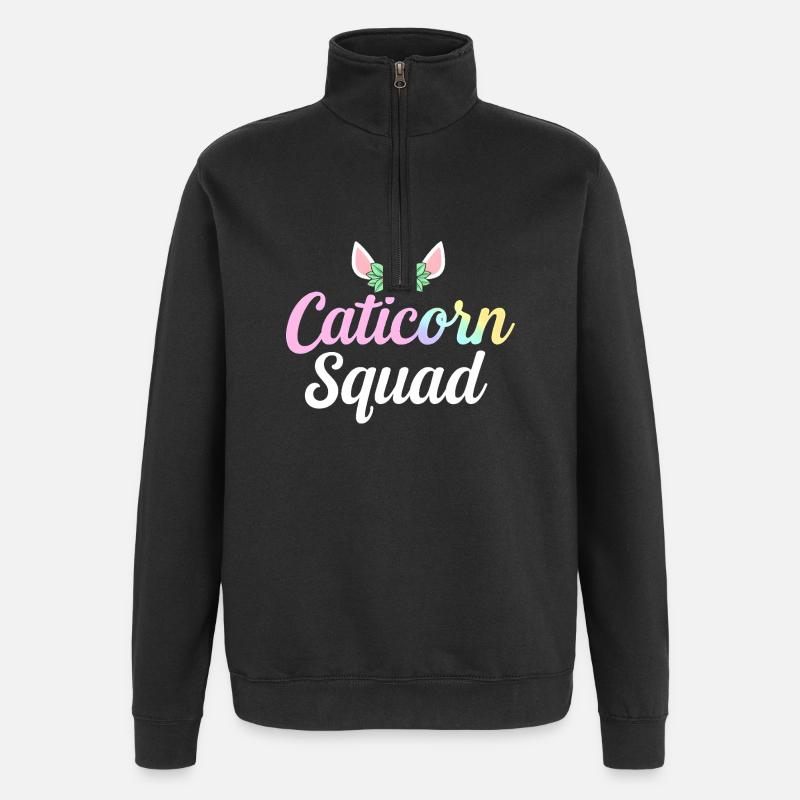 Caticorn Squad - Quarter-Zip Sweatshirt - black