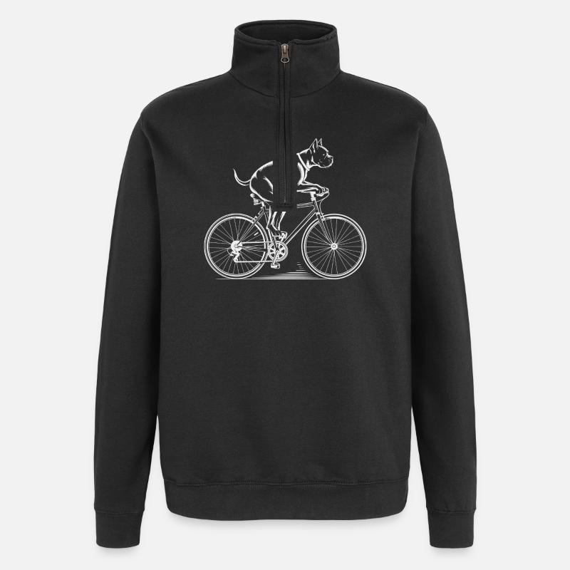 Chien Boxer conduisant un vélo - Sweat à zip 1/4 - noir