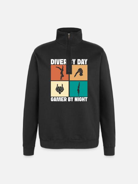 Diving diving board - Quarter-Zip Sweatshirt - black