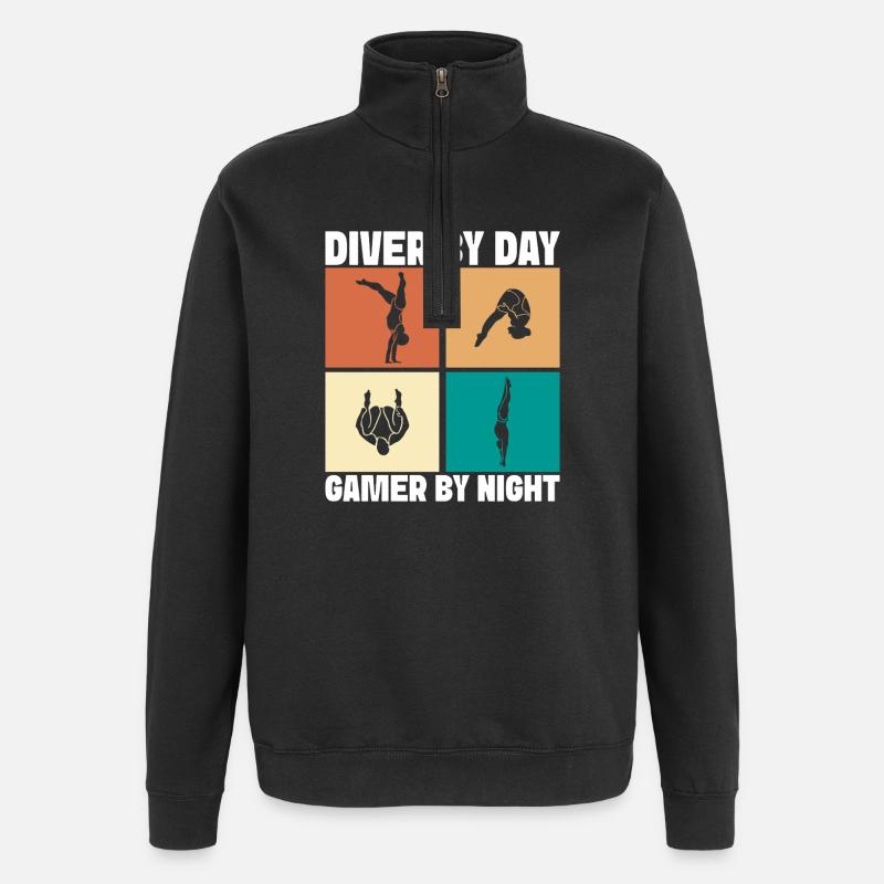 Diving diving board - Quarter-Zip Sweatshirt - black