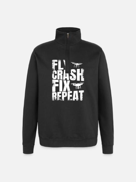 Fly_Crash_Fix_Repeat - Quarter-Zip Sweatshirt - black