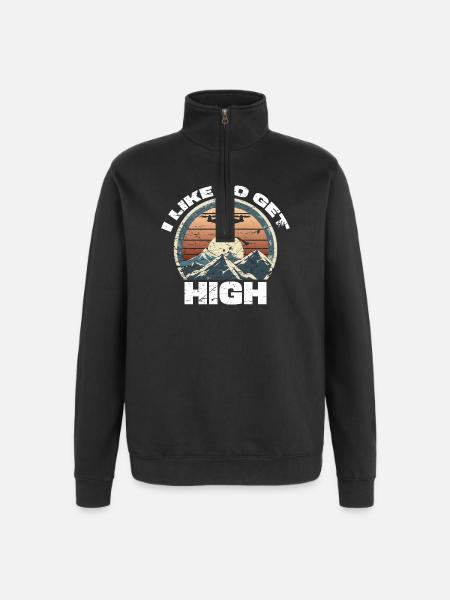Drone I like to get high - Quarter-Zip Sweatshirt - black