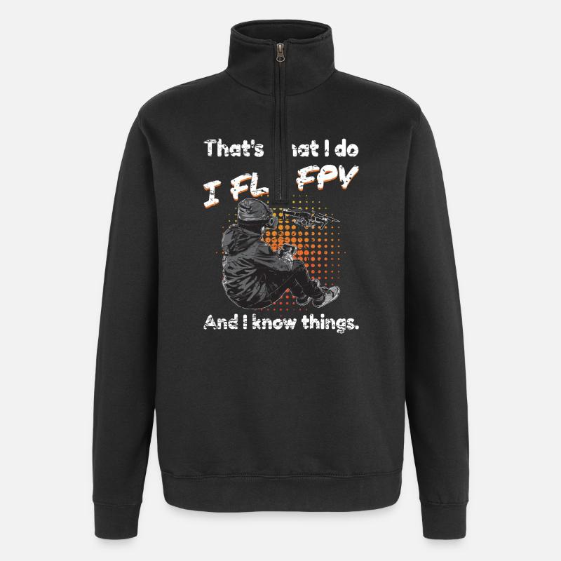 FPV Drone Quadcopter - Quarter-Zip Sweatshirt - black