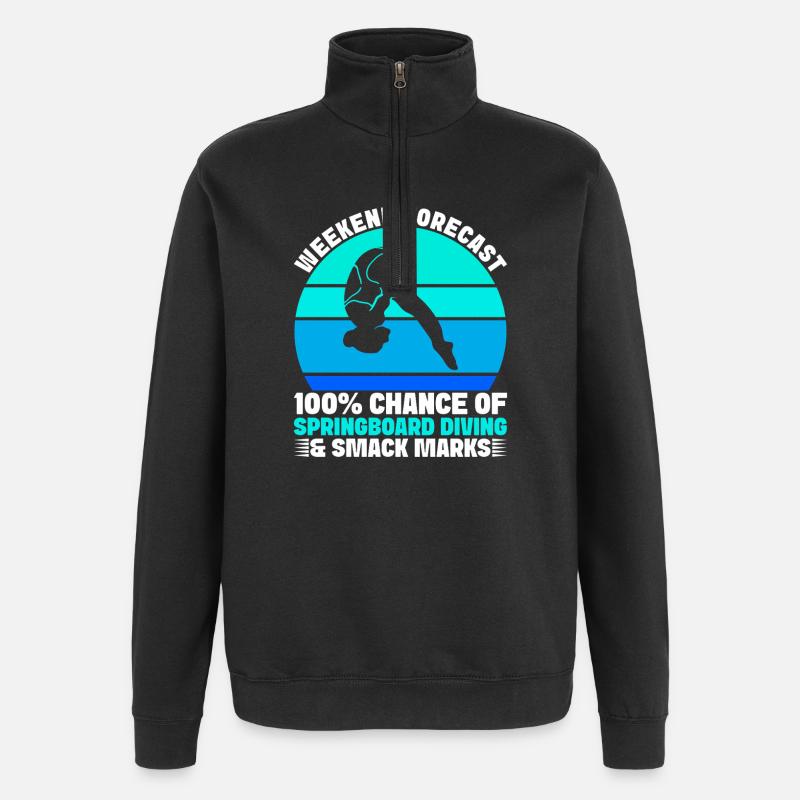Kunstspringen Turmspringer Sprungbrett - Quarter-Zip-Sweatshirt - Schwarz
