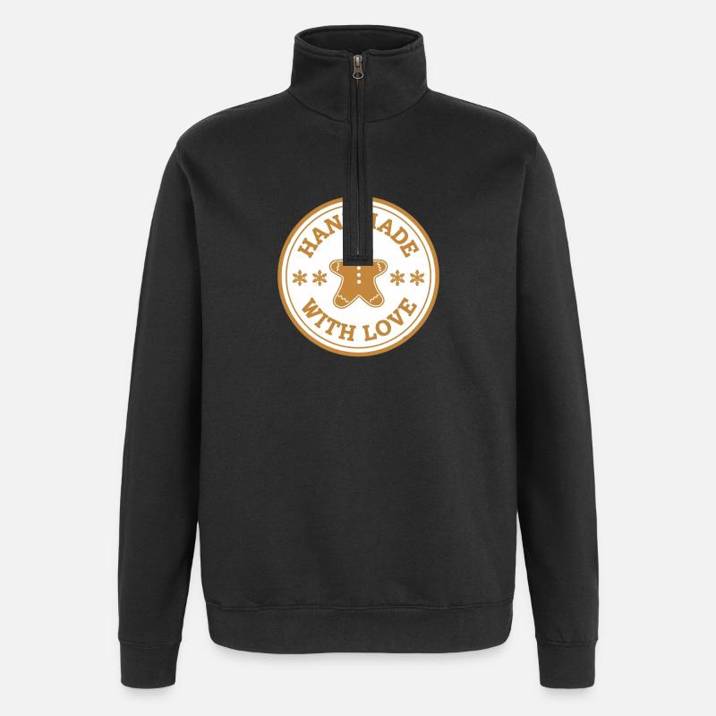 Lebkuchen Emblem – Handmade with Love - Quarter-Zip-Sweatshirt - Schwarz